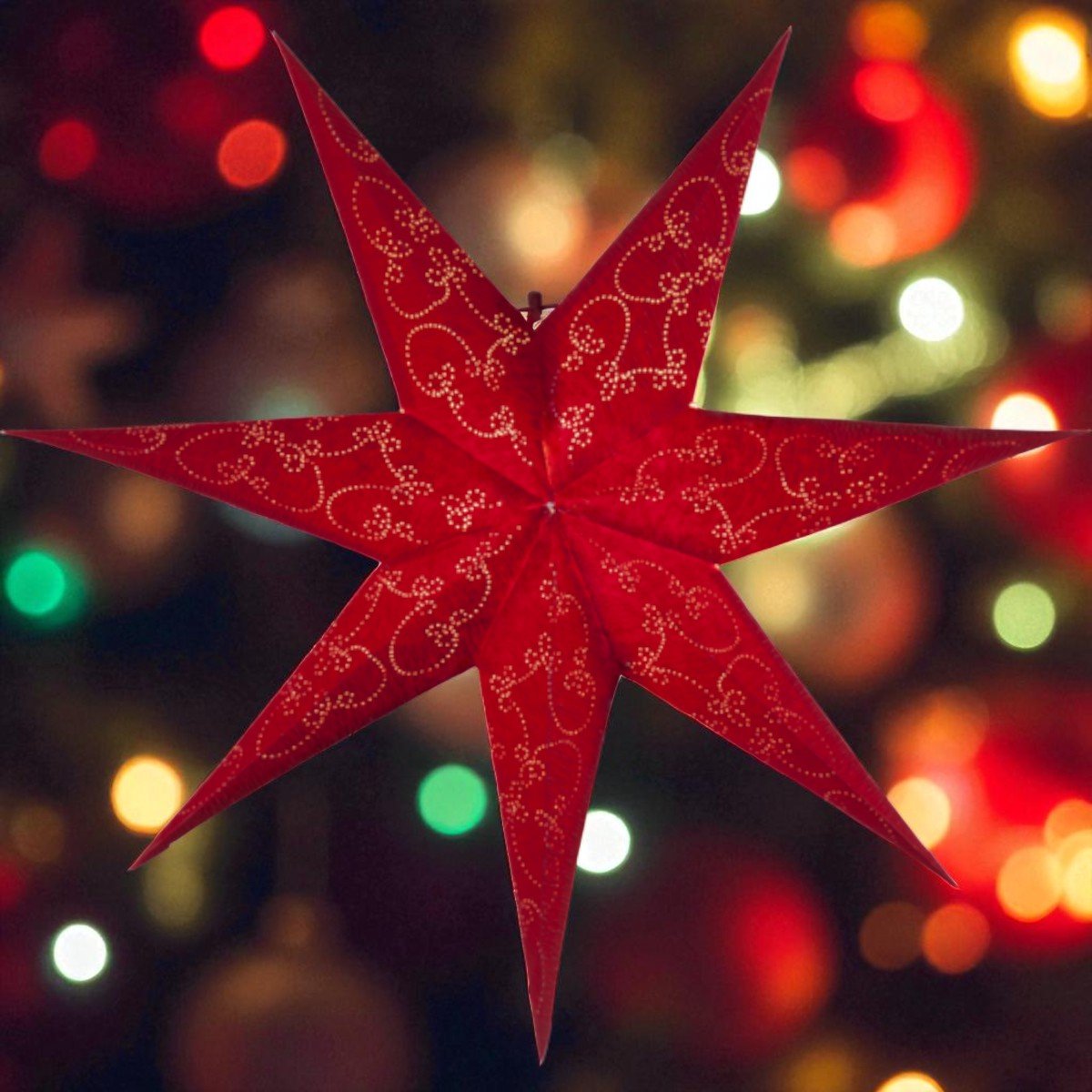 Papieren kerstster Decorus rood - 63x63 cm - Kerstdecoratie