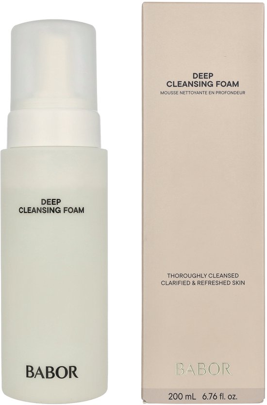 BABOR Deep Cleansing Foam fles en crèmekleurige doos.