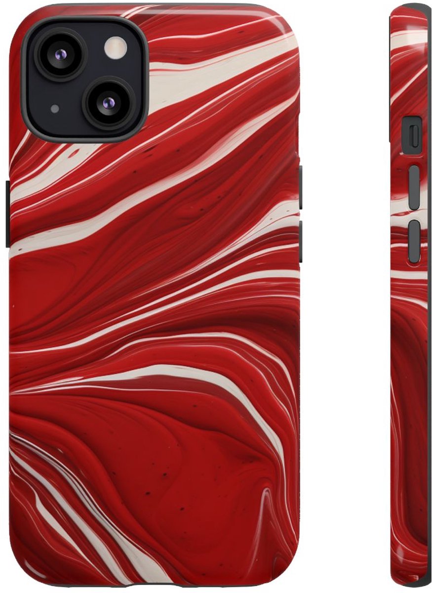 Rood-Wit Vloeiend Abstract Design – Telefoonhoesje Geschikt voor iPhone 13