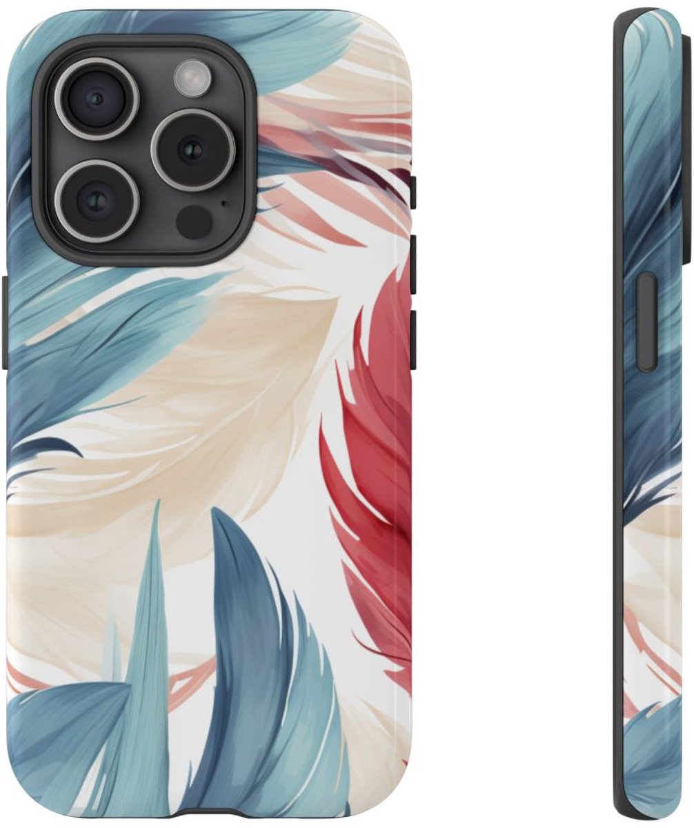 Blauw-Rood Verenpatroon – Telefoonhoesje Geschikt voor iPhone 15 Pro
