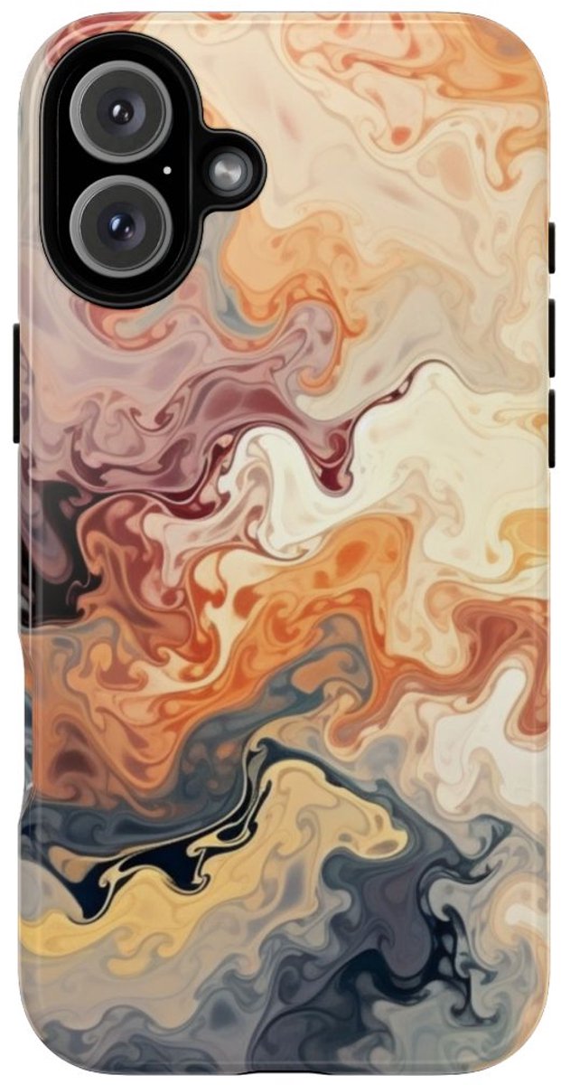 Dynamisch Abstract Oranje-Grijs Patroon – Telefoonhoesje Geschikt voor iPhone 16 Plus