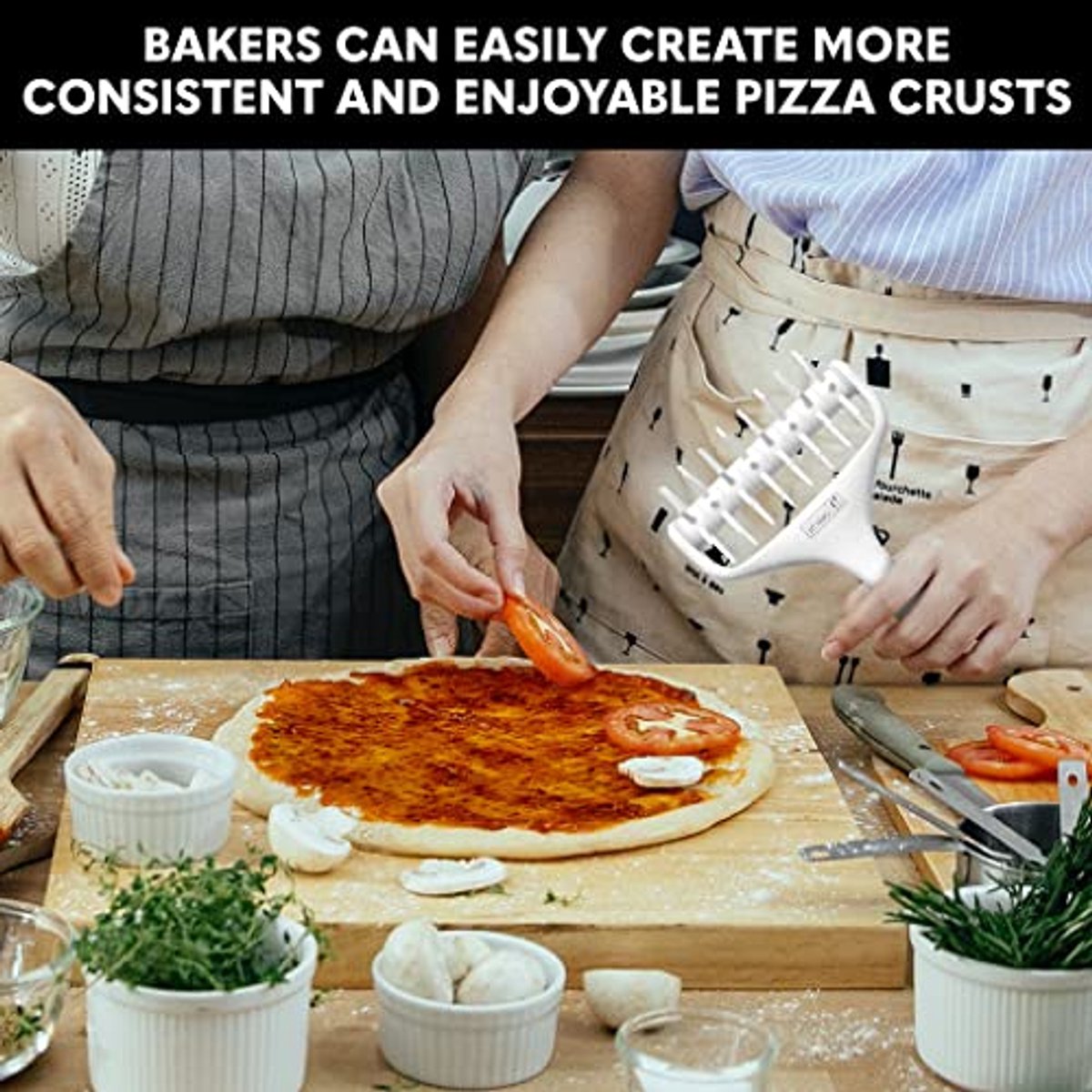 Pizzadeegdocker - Deegroller met spikes voor het maken van perfecte pizza's en taarten