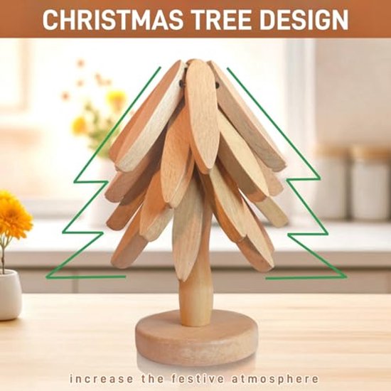 Treesunshine Wooden Set van 3 pannenonderzetters, boom voor