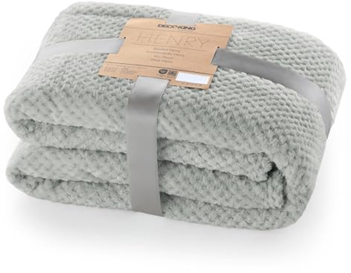 Zachte en behaaglijke knuffeldeken van 170 x 210 cm, microvezel, fleece, Scandinavische stijl, grijs/antraciet