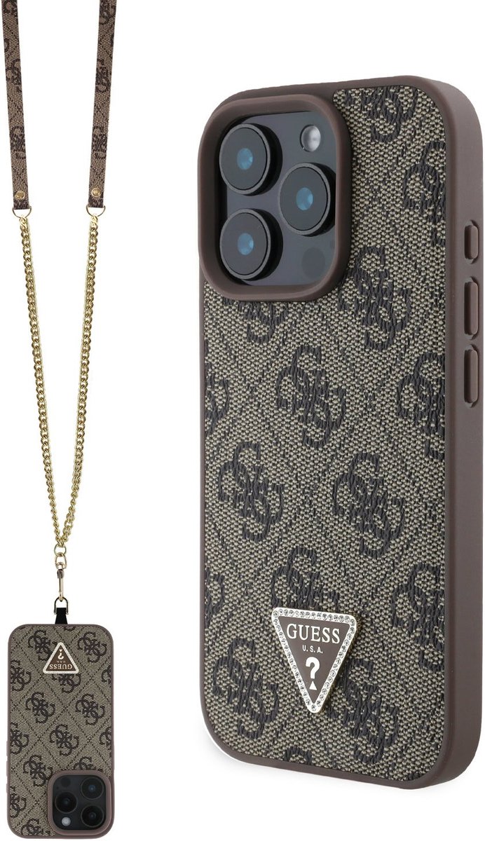 Guess Crossbody Strap geschikt voor iPhone 16 Pro Max hoesje - Bruin