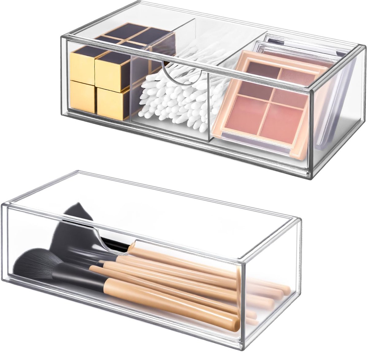 Ibenzoa® Transparante en Stapelbare Make-up Organizer Set met Handige Laden