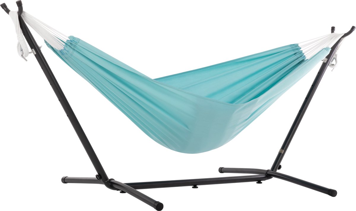 Vivere Double Polyester Hangmat met standaard (250 CM) - Aqua