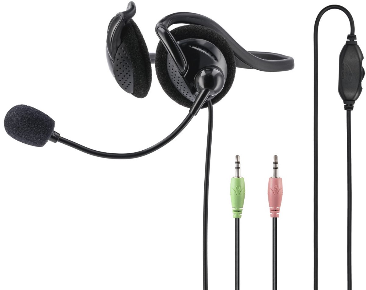 PC-Office-headset NHS-P100' met nekband, stereo, zwart
