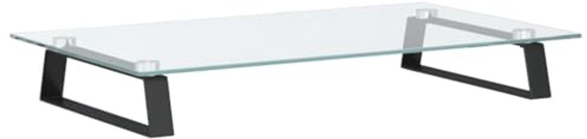 Monitorstandaard van 60x35x8cm in zwart met gehard glas en metaal - Ideale desk organizer