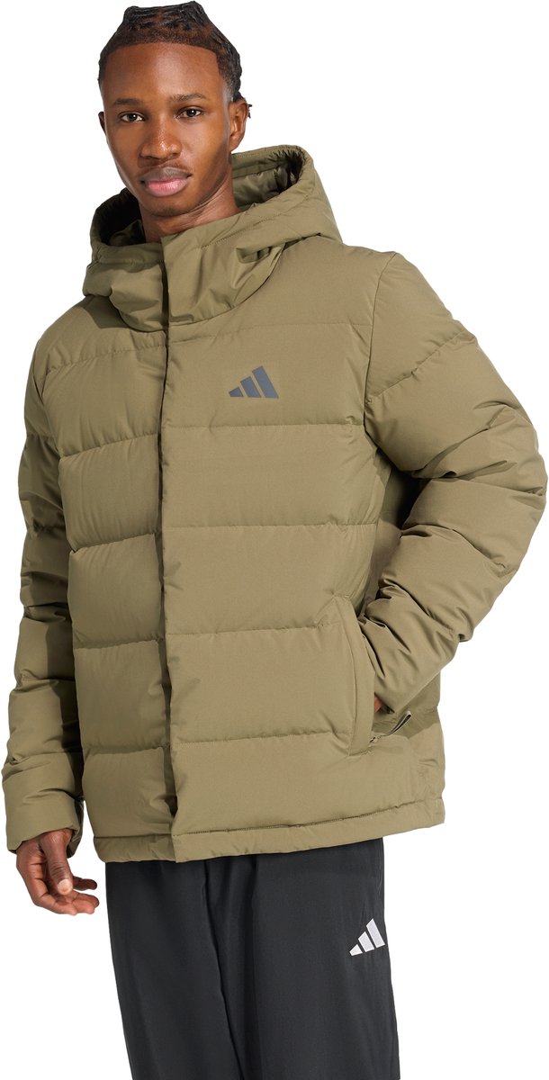 adidas Sportswear Helionic CLIMAWARM Donsjack met Capuchon Heren Groen