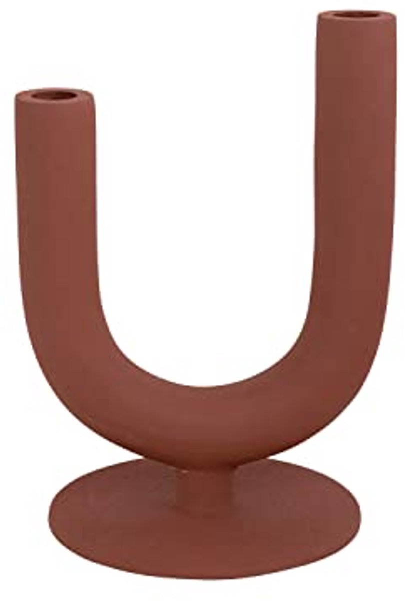 Getextureerde metalen dubbele conische kaarsenhouder - 7" L x 7" B x 10" H - Russet