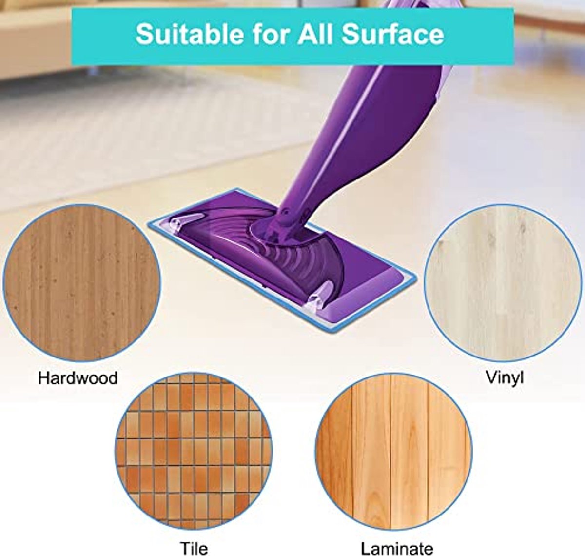 Vervangende Dweilpads voor Flash Powermop - 5 Stuks, Blauw