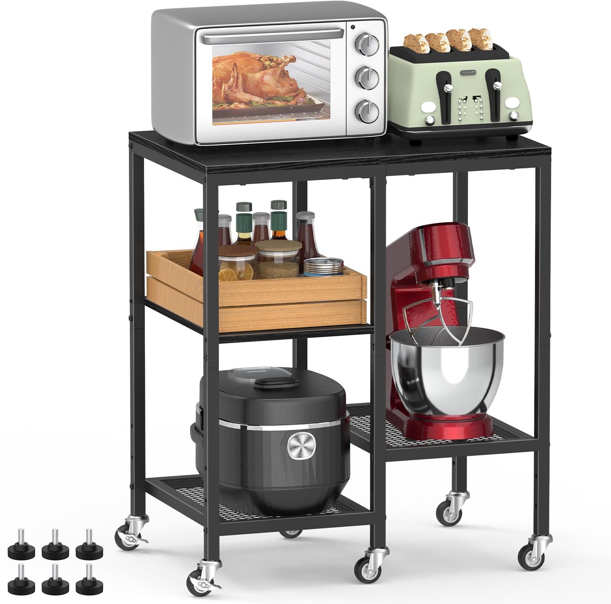 Azomor® Multifunctionele keukenwagen met wieltjes en verstelbare opbergruimtes