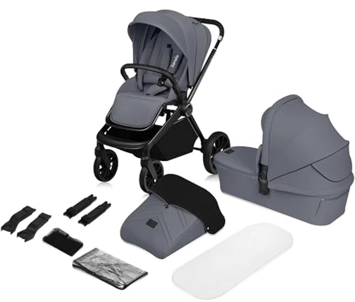 Image of 2-in-1 Kinderwagen Set met Reiswieg en Buggy - All-Terrain Wielen, Verstelbare Rugleuning en Zonnekap