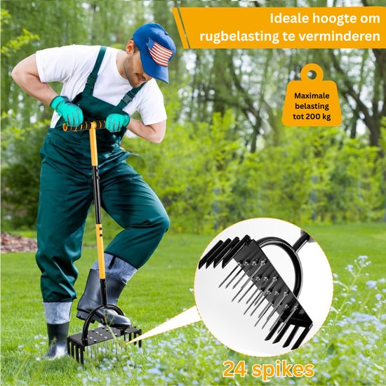 DailySupplies® Prikrol - Gazonbeluchter - Gras Beluchten - Gazon Beluchter - Zwart en Geel van DailySupplies® — afbeelding 5
