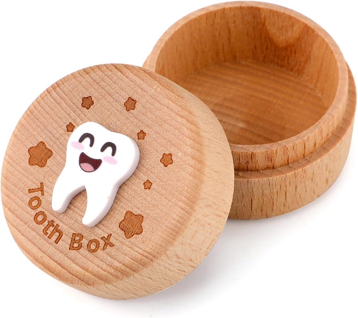 Image of 3D Houten Tandenfeedoos voor Tanden van Kinderen - Schattige Tandopbergdoos als Verjaardag of Babyshower Cadeau
