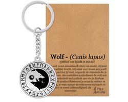 Wolf Yin Yang Sleutelhanger Zilverkleurig - Spirituele Talisman - Roestvrij Staal / Stainless Steel - Natuur & Balans - Pax Amare