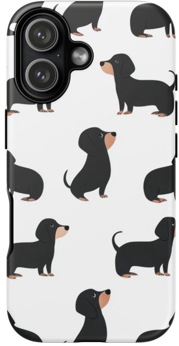 Minimalistisch Zwart Teckelpatroon – Telefoonhoesje Geschikt voor iPhone 17