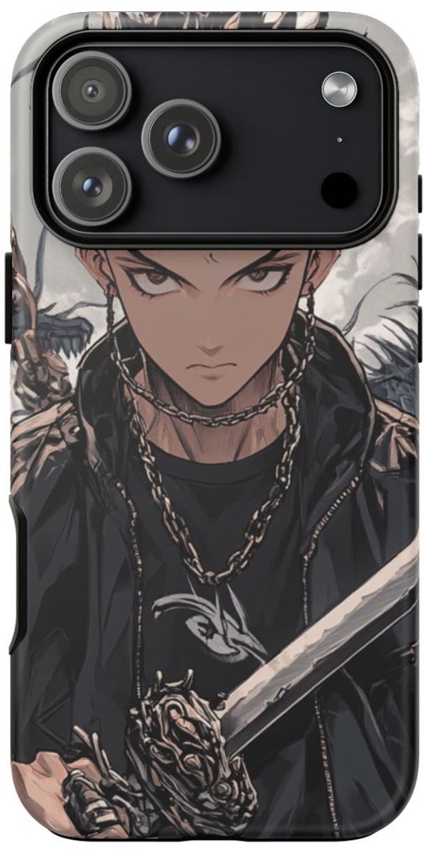 Anime Strijder met Zwaard en Draak – Telefoonhoesje Geschikt voor iPhone 17 Pro Max