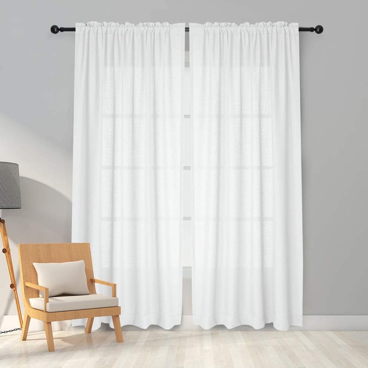 Ibenzoa Witte Transparante Linnenlook Gordijnen voor Woonkamer en Slaapkamer