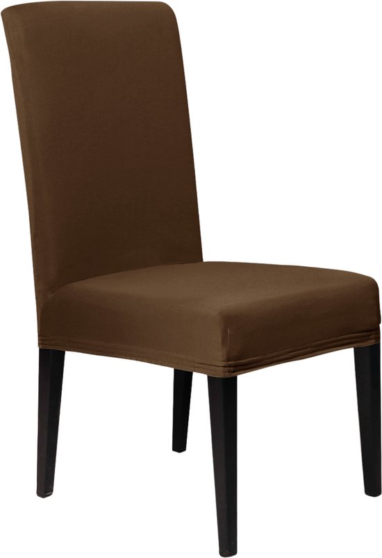 Housse de chaise Hilvard - Housses de siège de salle à manger - Lycra - Extensible - Marron clair