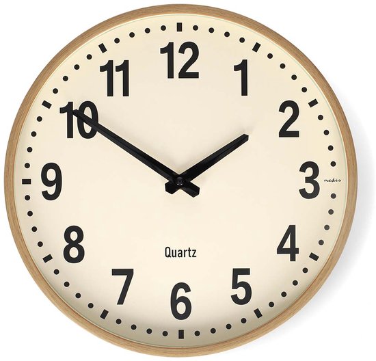 Nedis Wandklok - Modern - Diameter 30 cm - Stil Uurwerk - Hout