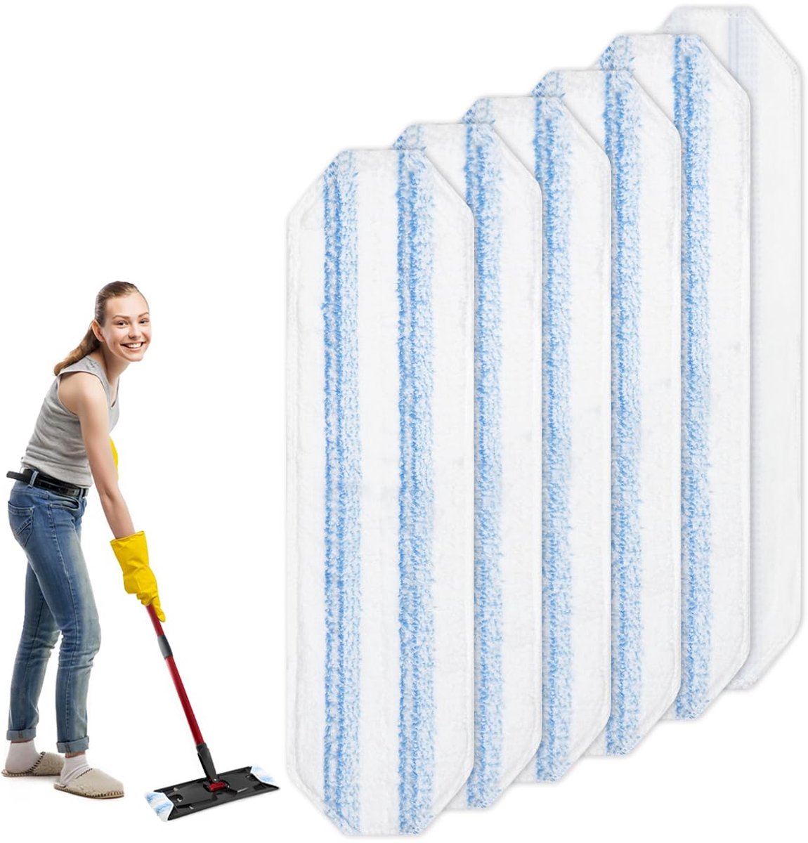 Ibenzoa® Set van 6 microvezel mophoezen voor grondige reiniging van harde vloeren