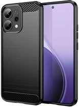 Coque Oppo Reno14 - MobyDefend TPU Back Cover - Look métal brossé et carbone - Zwart - Coque pour téléphone portable - Coque compatible avec : Oppo Reno14