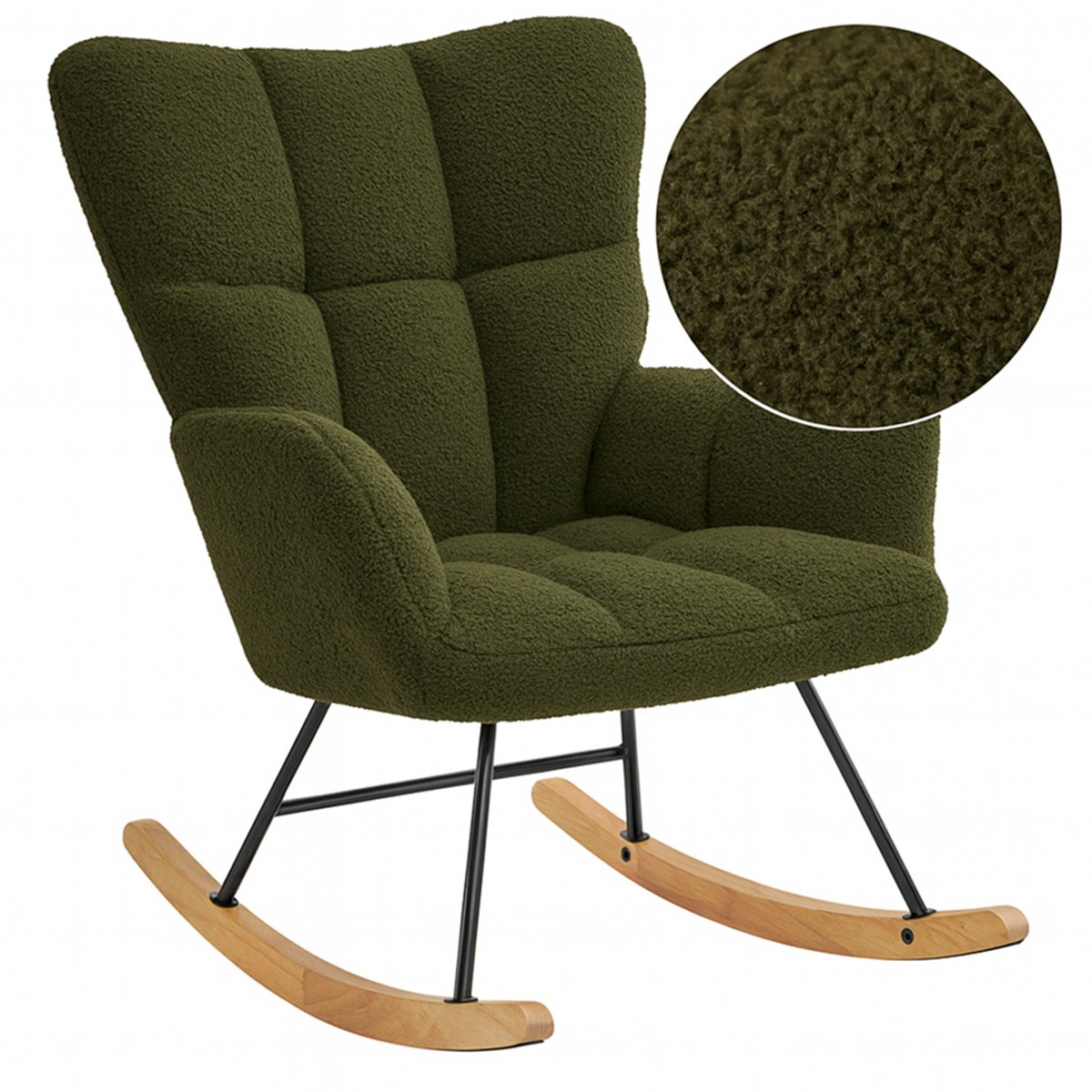 SITTT Schommelstoel - Relaxstoel babykamer - Fauteuil - Voedingsstoel - Donker Groen