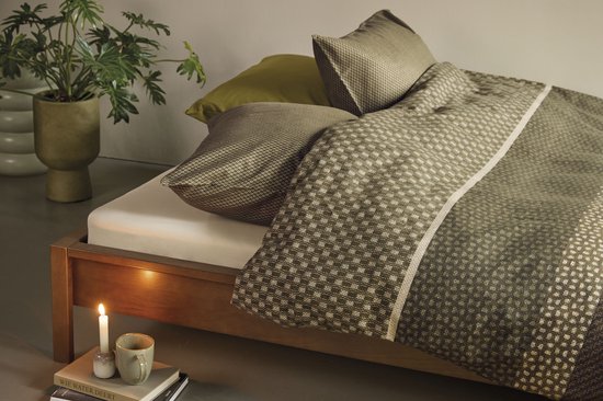 Beddinghouse Fera dekbedovertrek - Eenpersoons - 140 x 200/220 cm - Groen van Merkloos — afbeelding 2
