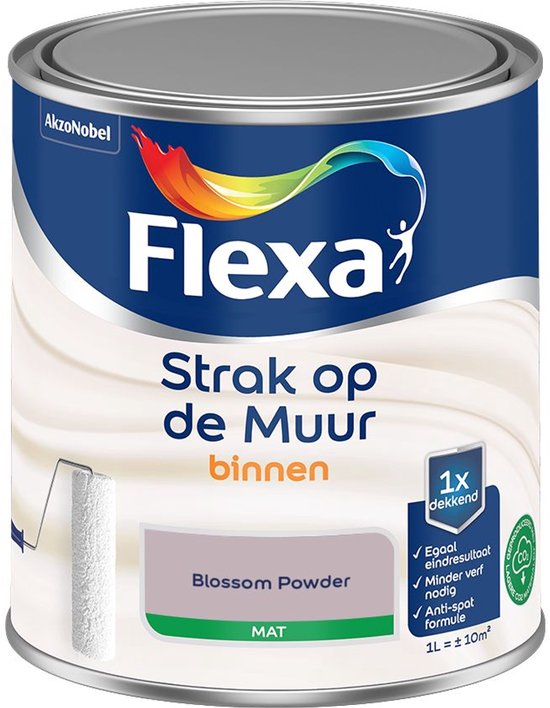 Foto: Flexa strak op de muur binnen mat blossom powder mengverf 1 l