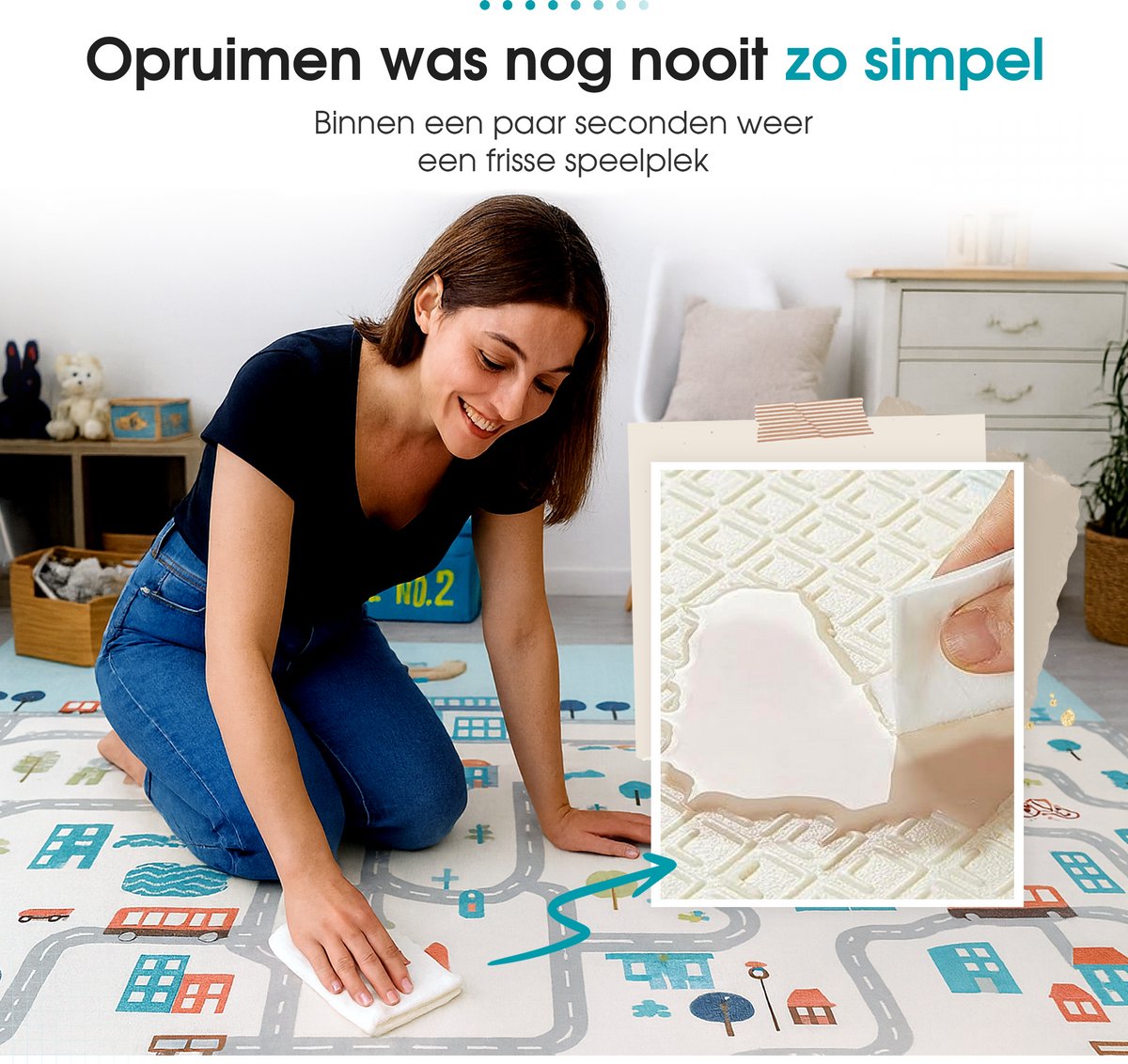 Speelmat – Speelkleed - Kinderen – Boxkleed - Babygym - Zachte Kruipmat met Levendige Auto & Stad Print – Speelmat foam - Baby - Opvouwbaar - Babyshower - 150x200cm - Inclusief opbergtas — afbeelding 7