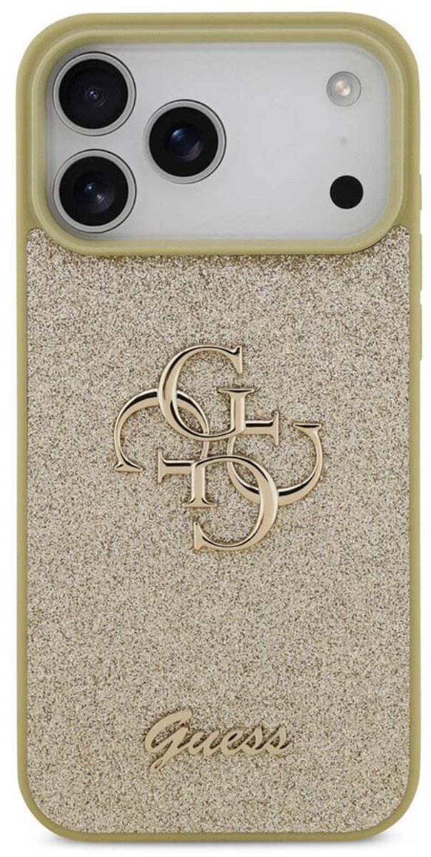 Guess Back Cover - iPhone 17 Pro Max - Goud - Glitterback - Verhoogde camerabescherming