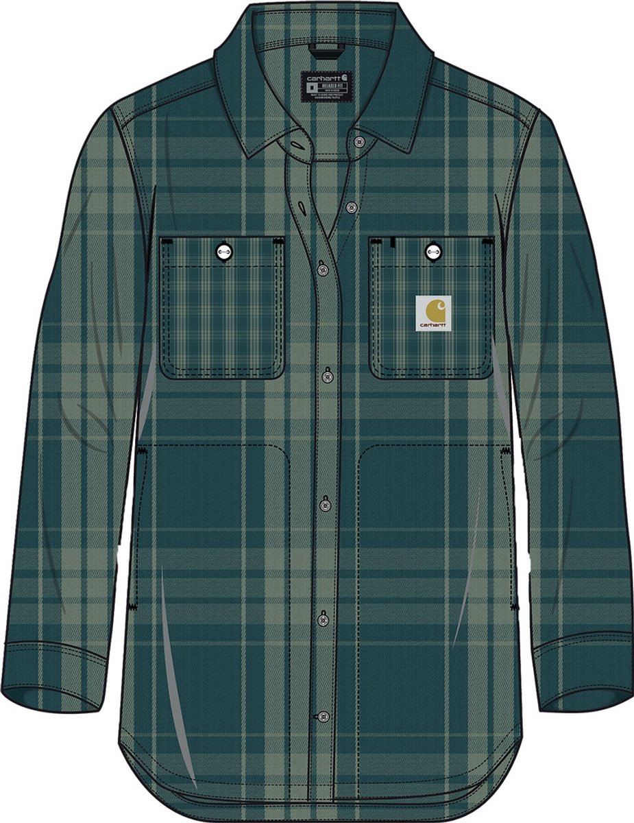 Carhartt Dames Loose Fit -twill geruit overhemd 107136 Greenstone