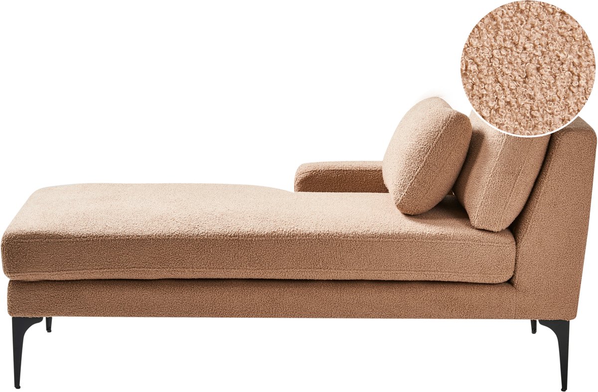 BELIANI EWRON - Chaise longue - Zandbeige - Rechtszijdig - Bouclé