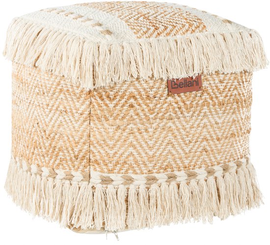 ELYFLAIR® Pouf Handgeknüpfter Jute-Hocker erhältlich in Zwei Sitzpouf 50x50 cm (Weiß