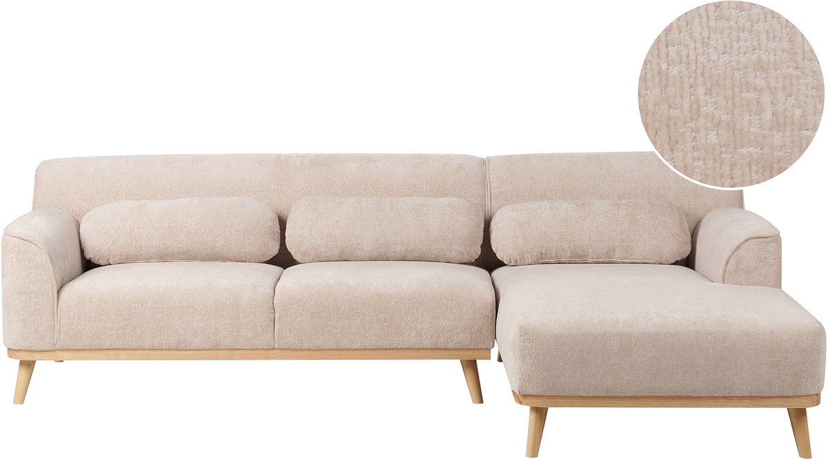 Beliani SIMOS - Hoekbank - Beige - Linkszijdig - Chenille