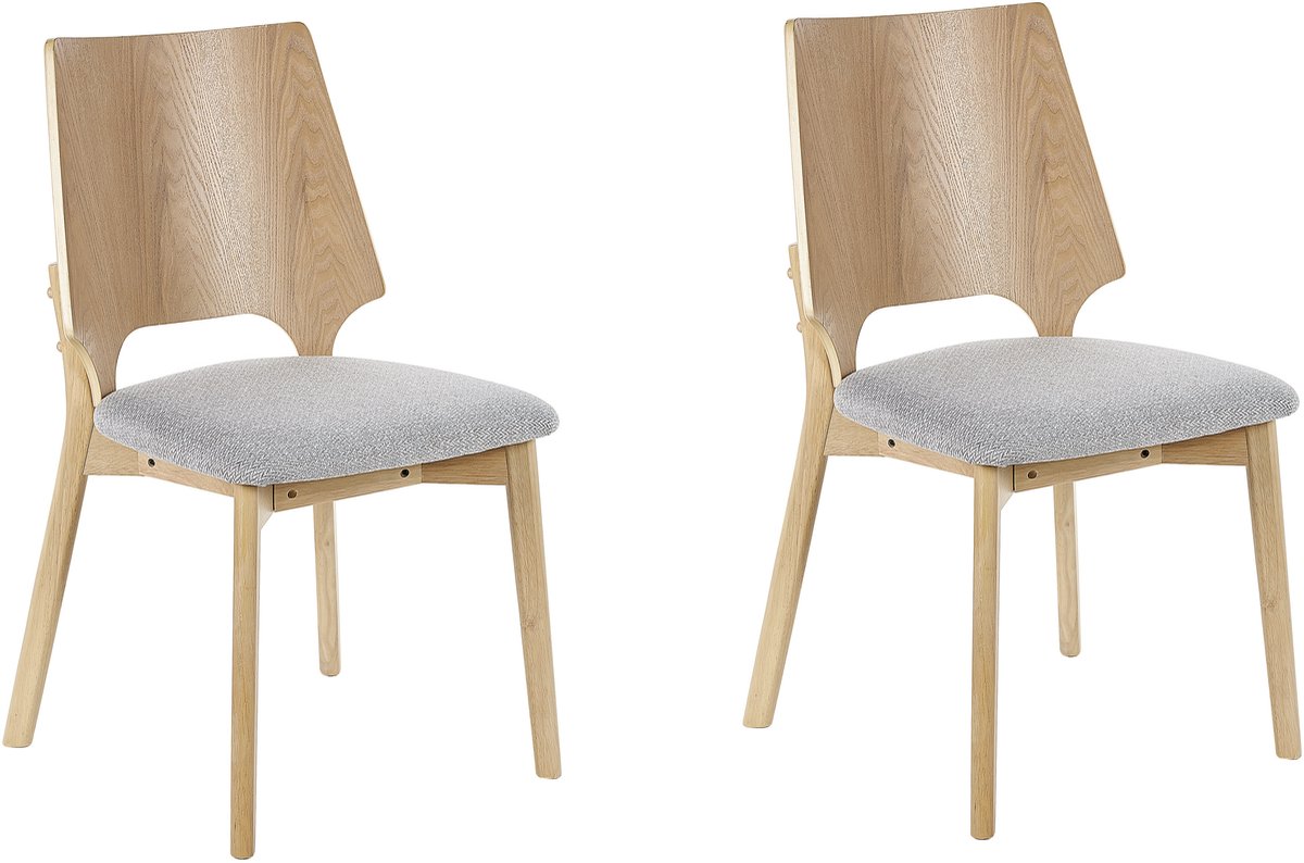 ABEE - Eetkamerstoel set van 2 - Lichtbruin/Grijs - Polyester