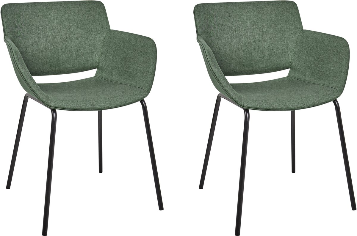 AXTEL - Eetkamerstoel set van 2 - Groen - Polyester