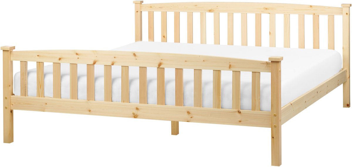 BELIANI GIVERNY - Bed - Lichtbruin - 180 x 200 cm - Dennenhout