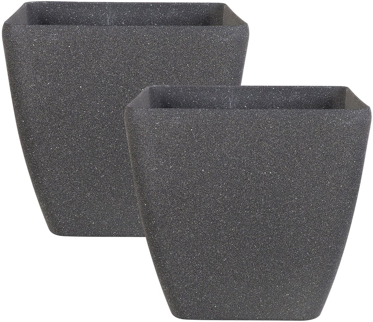 BELIANI ZELI - Bloempot set van 2 - Donkergrijs - 34 cm - Stenenmix