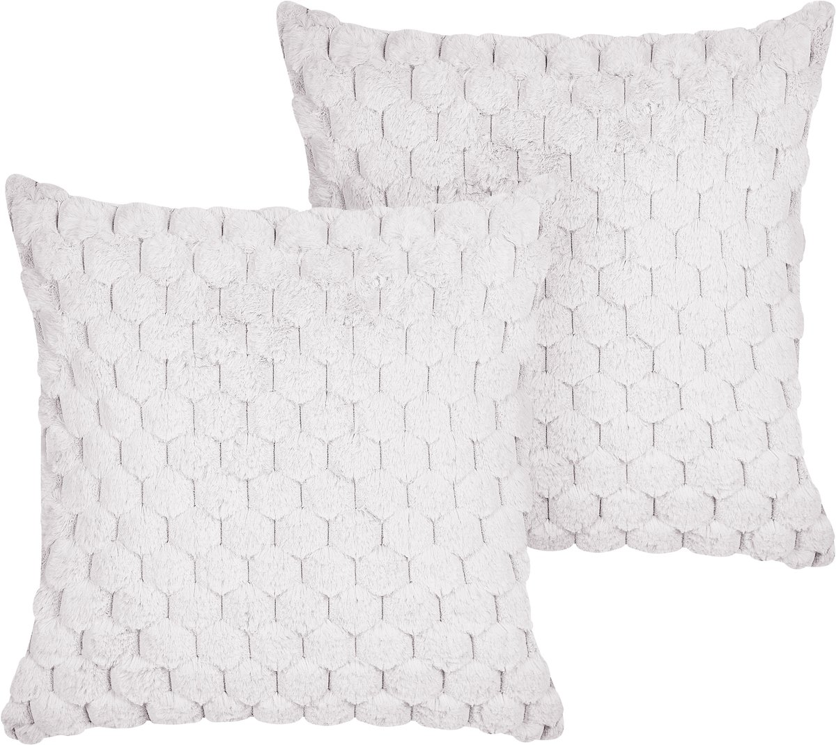 Beliani PURSLANE - Set van 2 kussens - Gebroken wit - 43 x 43 cm - Nepbont