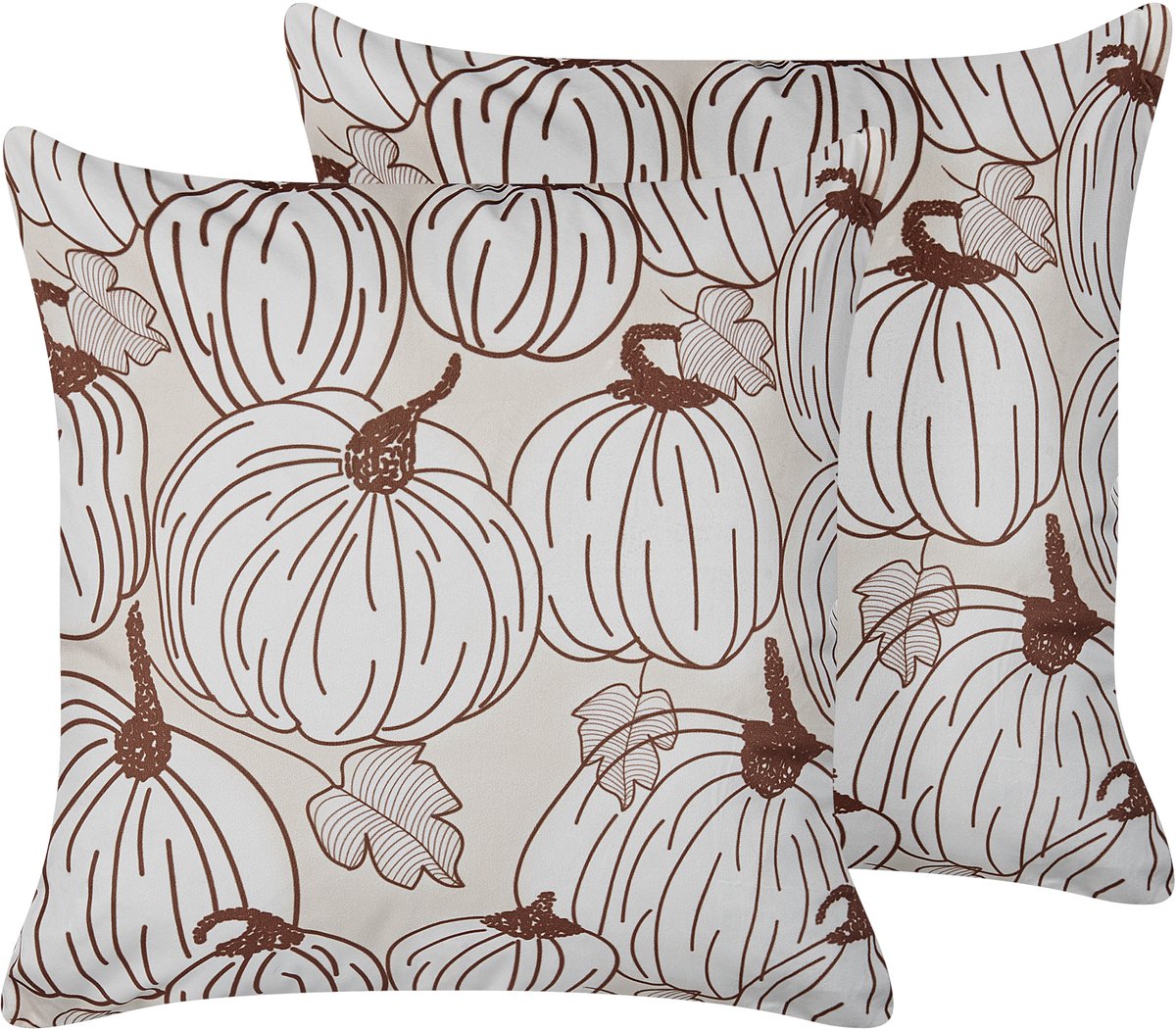 Beliani GOURD - Sierkussen set van 2 - Beige - 45 x 45 cm - Fluweel