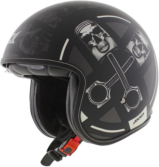 Axxis Jethelm Hornet S SV Skulls mat zwart M - Stoere chopper helm voor motor en brommer