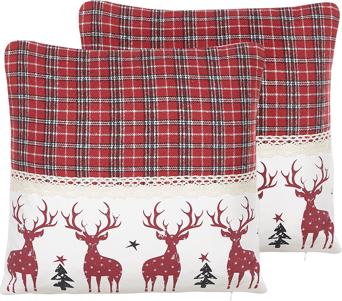 ROBBIE - Sierkussen set van 2 - Rood - 45 x 45 cm - Polyester