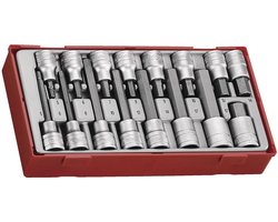 Lange dop- bitsenset Hex TT1 tray 1/2'' 55- 100- 115mm 16 delig Teng Tools
