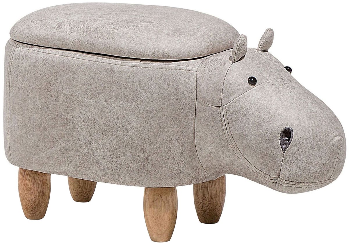HIPPO - Hocker - Lichtgrijs - Kunstleer