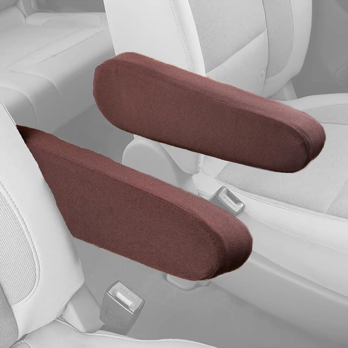 Image of 2 Pcs Car Front Seats, Elastic Armrest Cover, Universal Fit, Car Seat Protector, Car Seat Accessories, Used in Cars, Off-Road Vehicles, Motorhomes (Coffee Color)