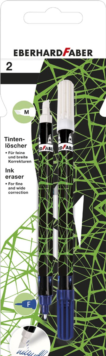 EBERHARD FABER inktgum neongroen/zwart, 2 stuks blister