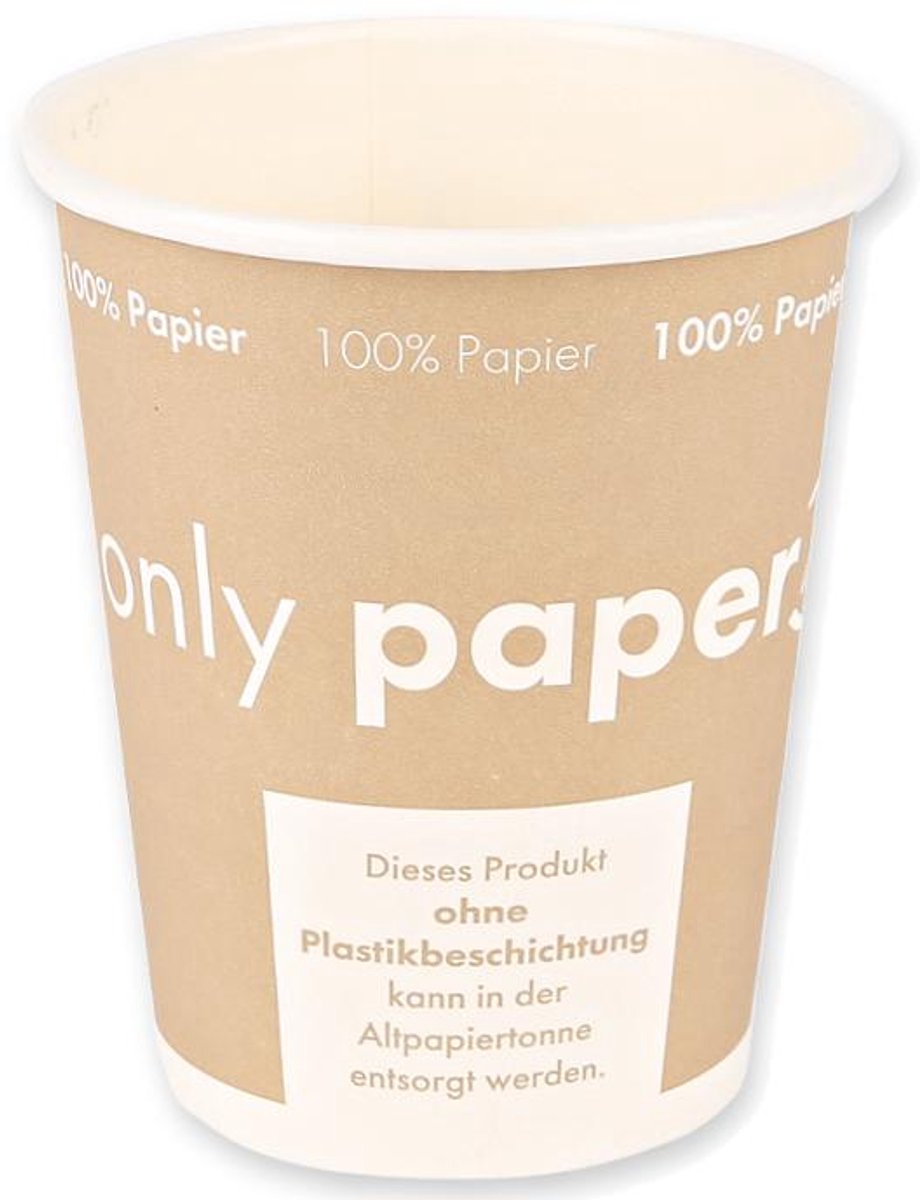 Kartonnen koffiebeker 'Only Paper', 400ml bruin 50 stuks